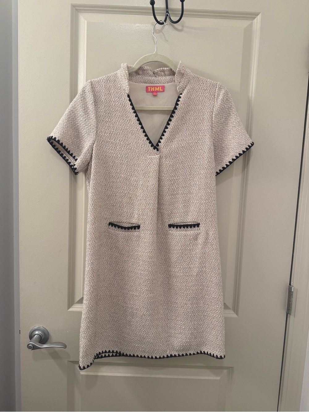 THML Cream Mini Dress with Black Trim